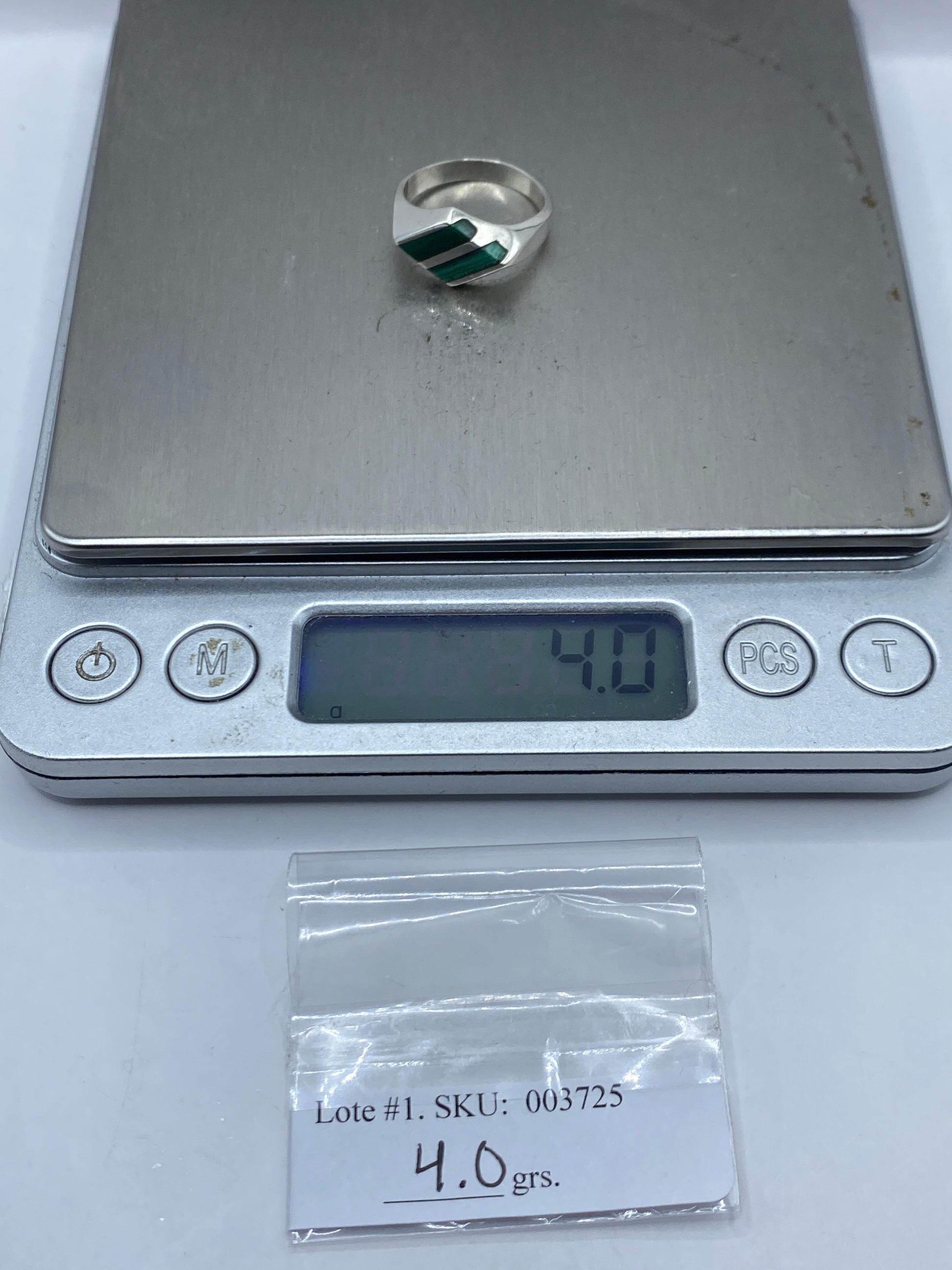 Anillo de Plata Malaquita Verde — Diseño Minimalista — foto 6