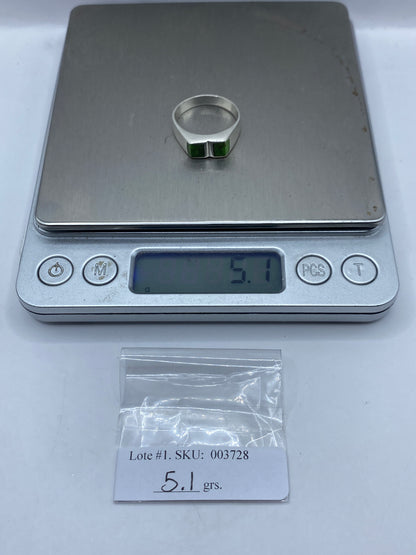 Anillo de Plata con Piedra Verde — Sello Geométrico Unisex — foto 6