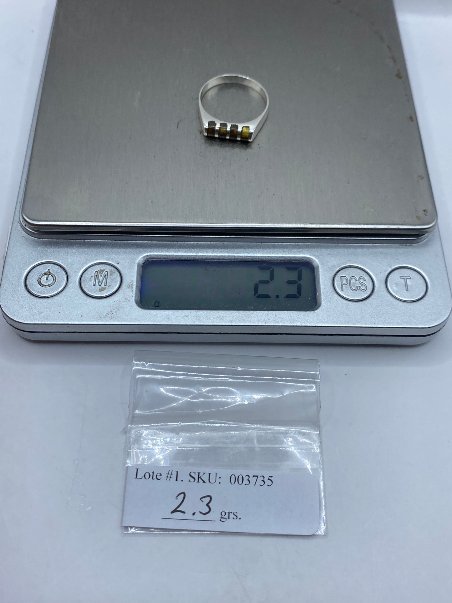 Anillo de Plata Banda con Piedra Café — Minimalista Taxco — foto 6