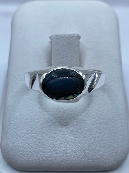 Anillo de plata .925 con onix negro pulido, vista frontal
