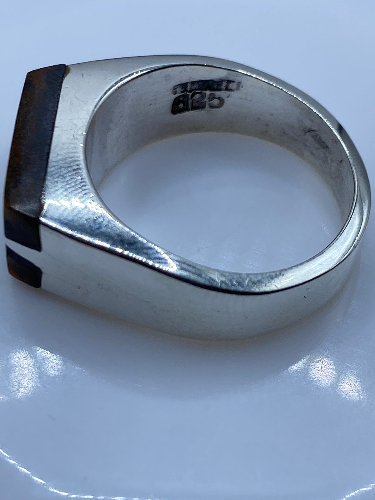 Anillo de Plata Macizo con Piedra Café — Sello Taxco — foto 5