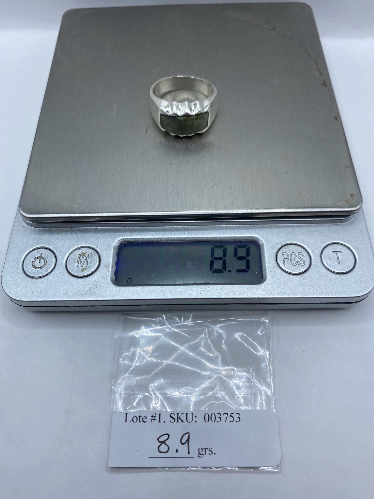Anillo de Plata Geométrico con Piedra — Moderno Unisex — foto 5