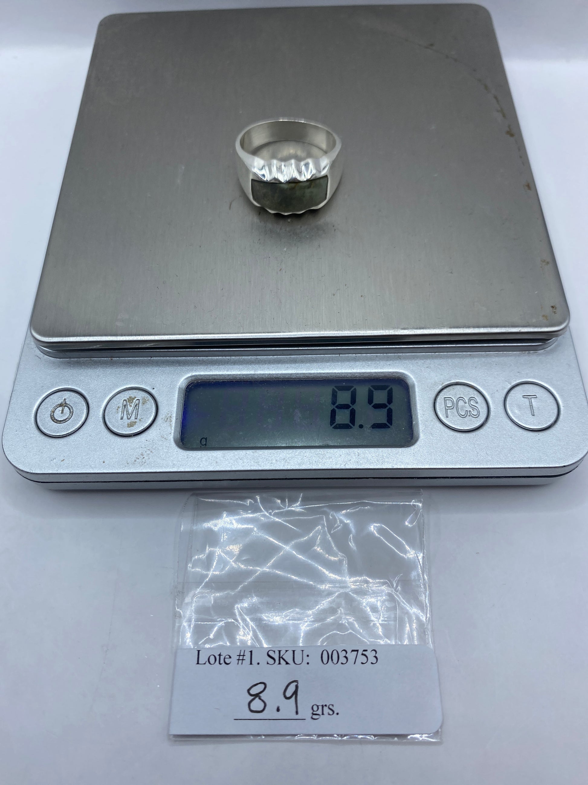 Anillo de Plata Geométrico con Piedra — Moderno Unisex — foto 5