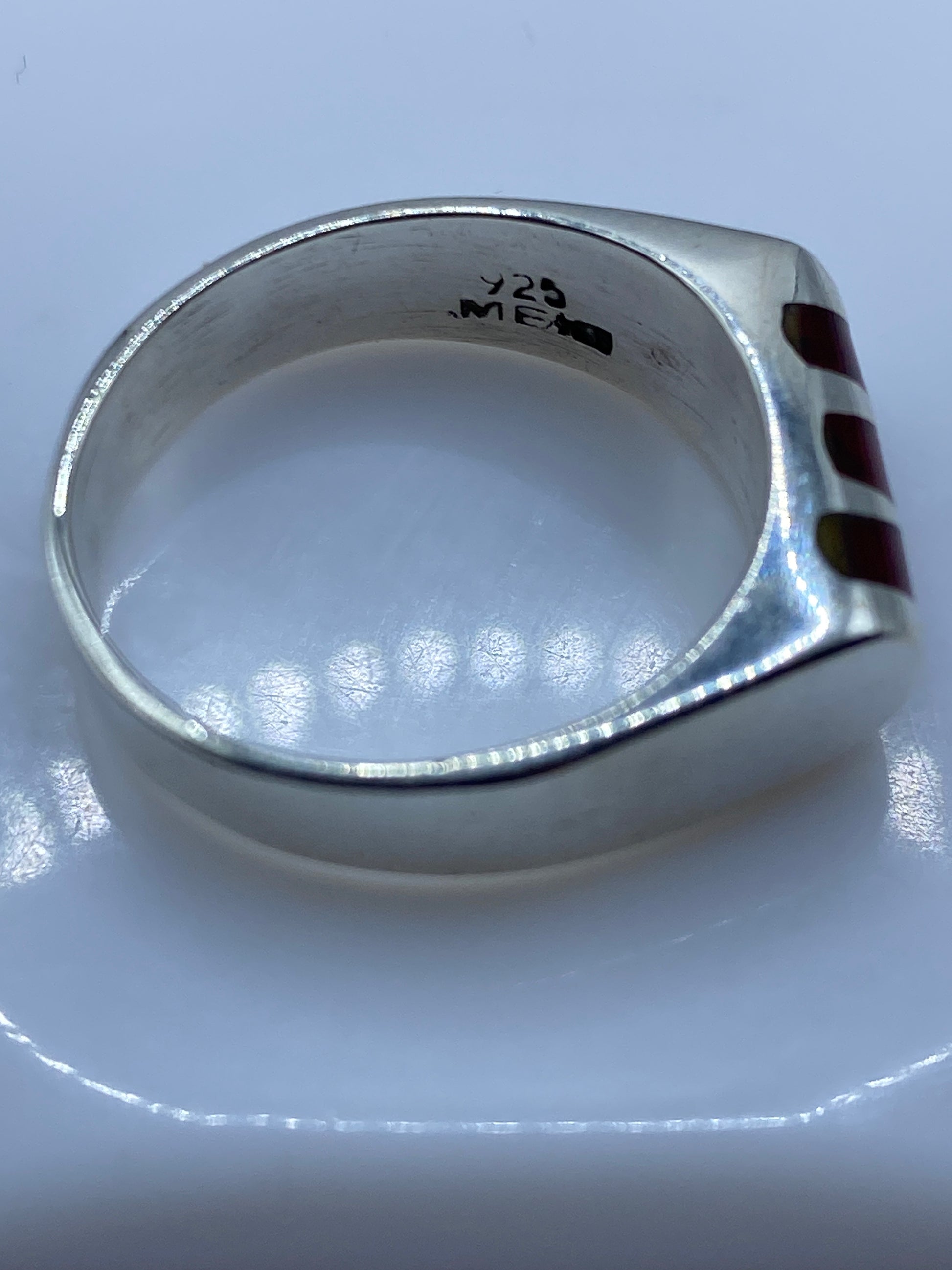 Anillo de Plata Coral Rojo Natural — Solitario Unisex — foto 5