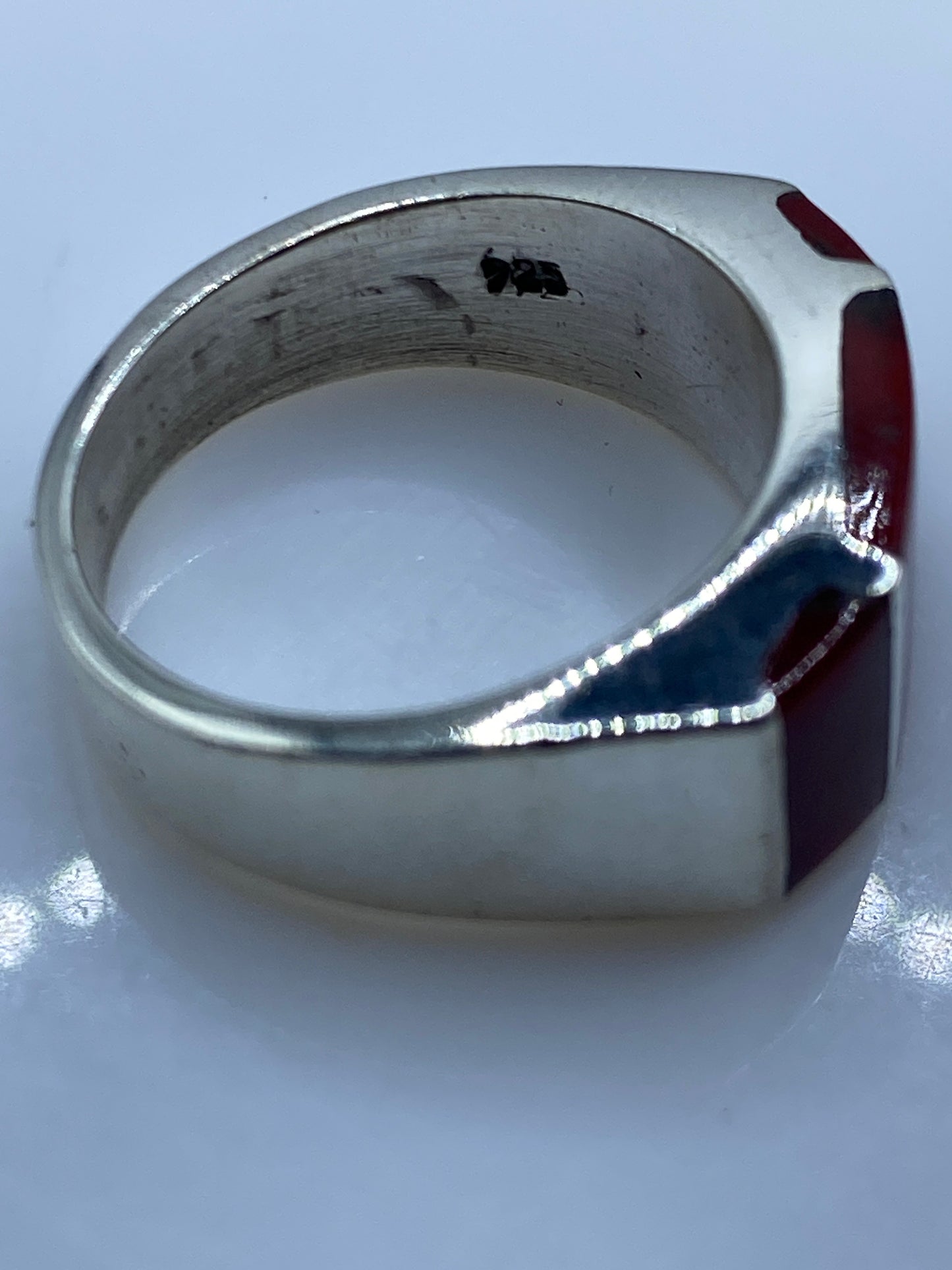 Anillo de Plata Coral Rojo Rectangular — Geométrico Taxco — foto 5