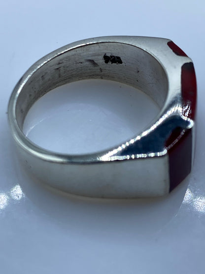 Anillo de Plata Coral Rojo Rectangular — Geométrico Taxco — foto 5