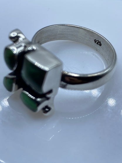 Anillo de Plata Malaquita Verde Geométrico — Artesanal Taxco — foto 5