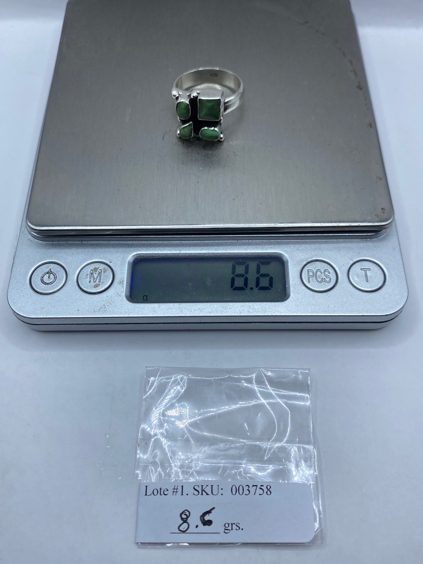Anillo de Plata Malaquita Verde Geométrico — Artesanal Taxco — foto 6