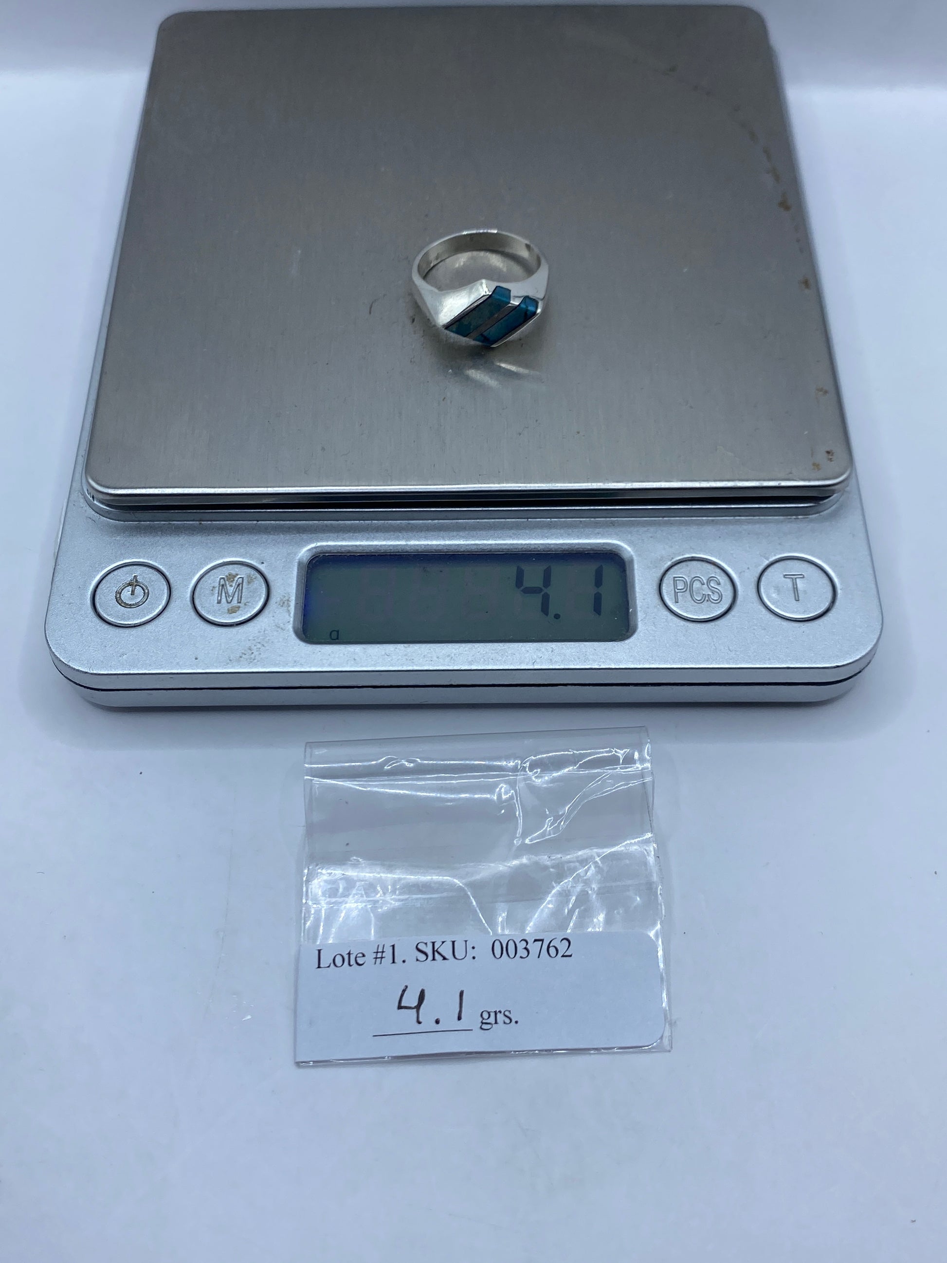 Anillo de Plata con Turquesa Azul Cielo — Diseño Moderno — foto 6