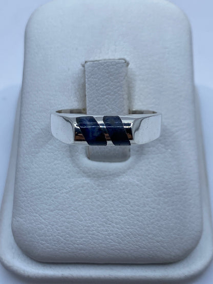 Anillo de plata .925 con lapislázuli azul natural en estuche blanco