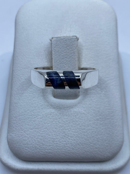 Anillo de plata .925 con lapislázuli azul natural en estuche blanco