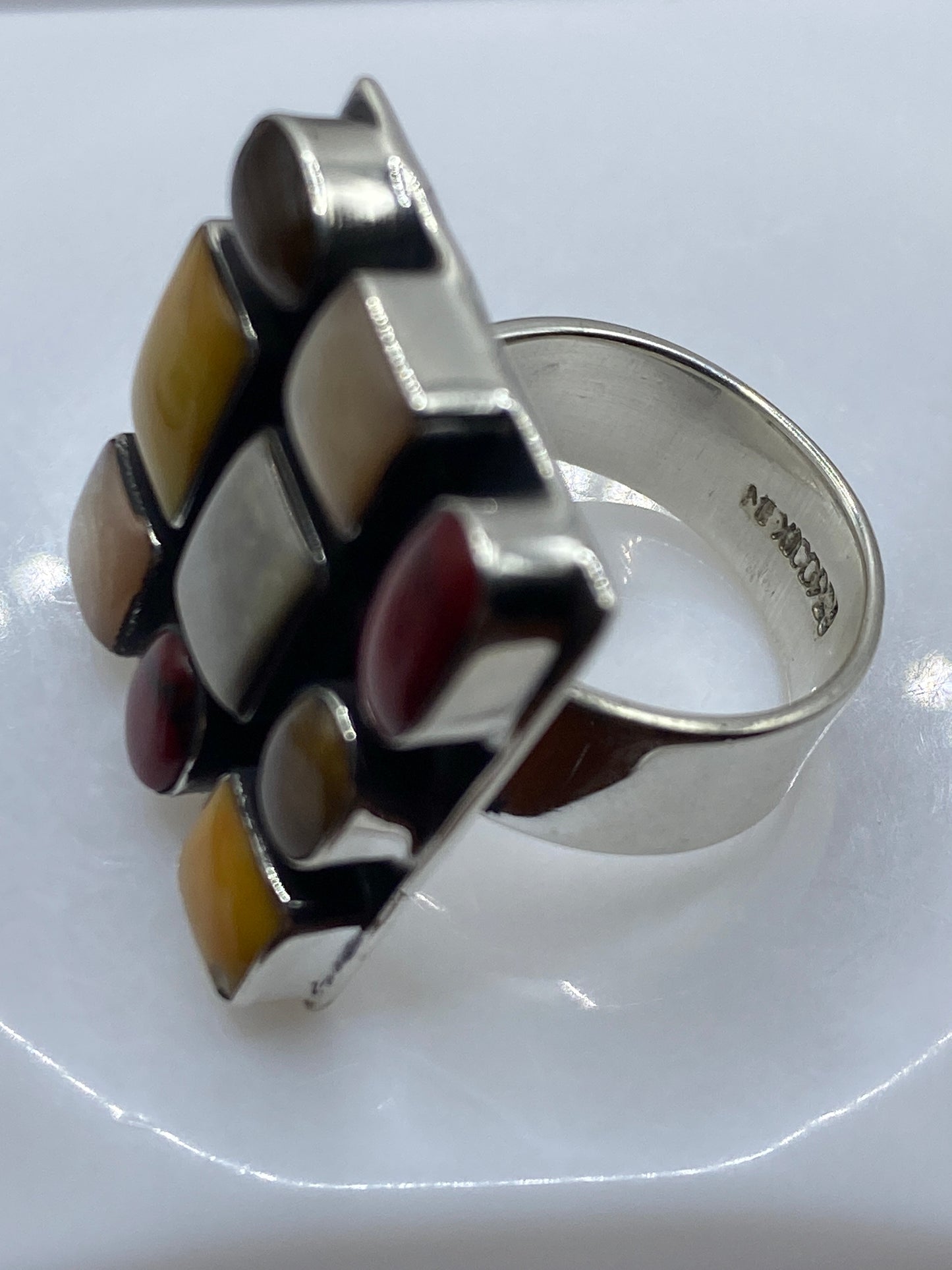 Anillo de Plata Coral Rojo Nueve Cabujones — Taxco — foto 5