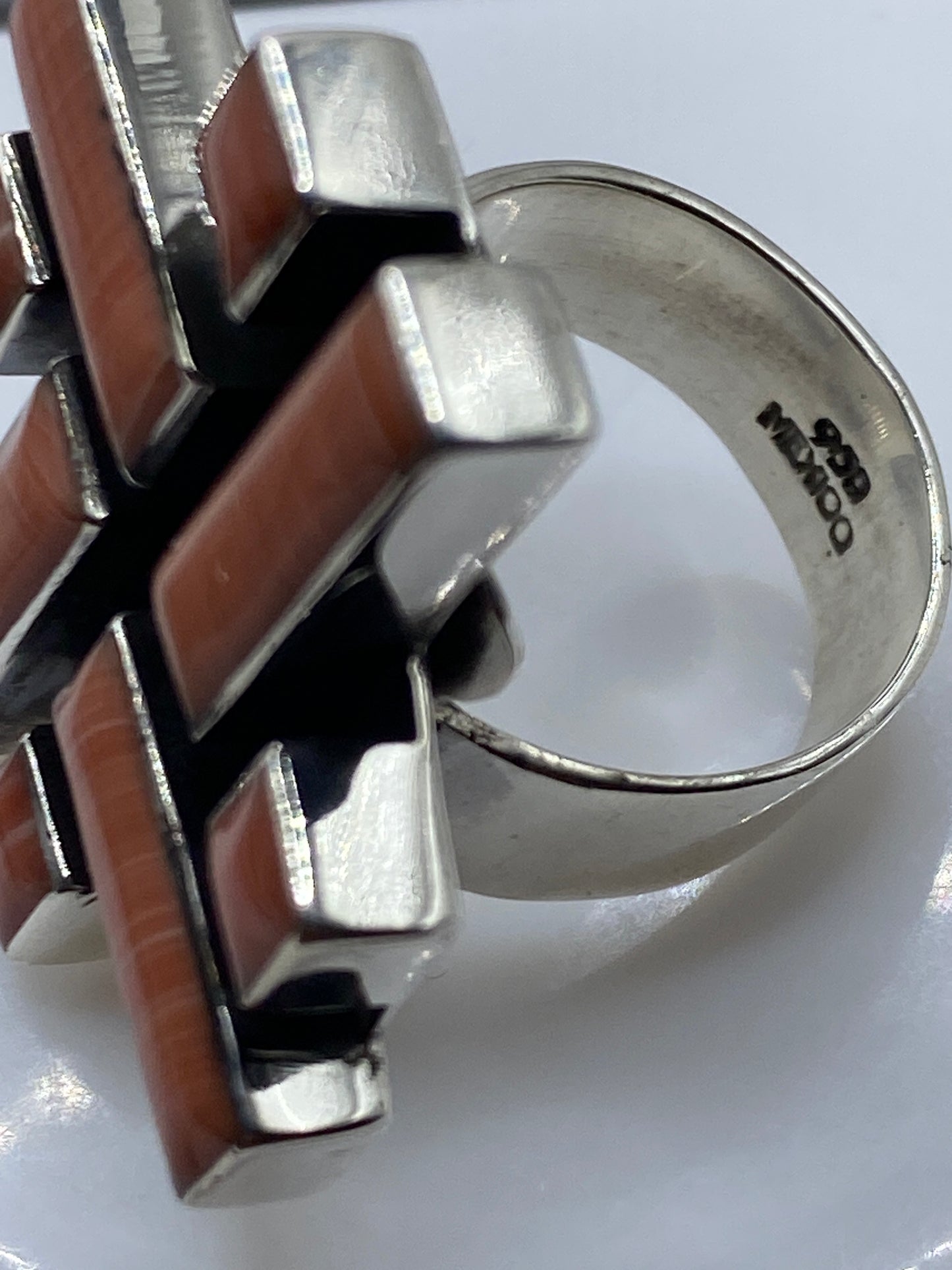 Anillo Geométrico Plata .925 Piedra Natural — Ajustable — foto 5