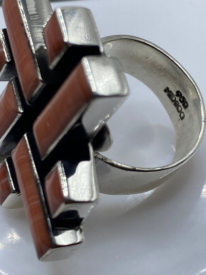 Anillo Geométrico Plata .925 Piedra Natural — Ajustable — foto 5