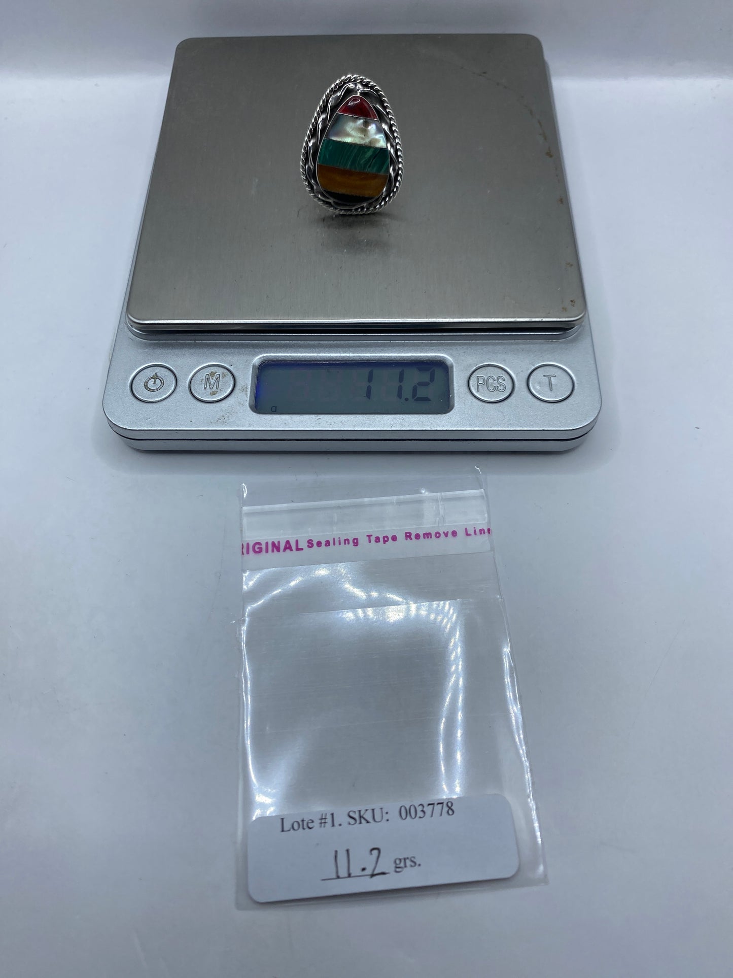 Anillo de Plata Ajustable con Malaquita Verde — Étnico Taxco — foto 6