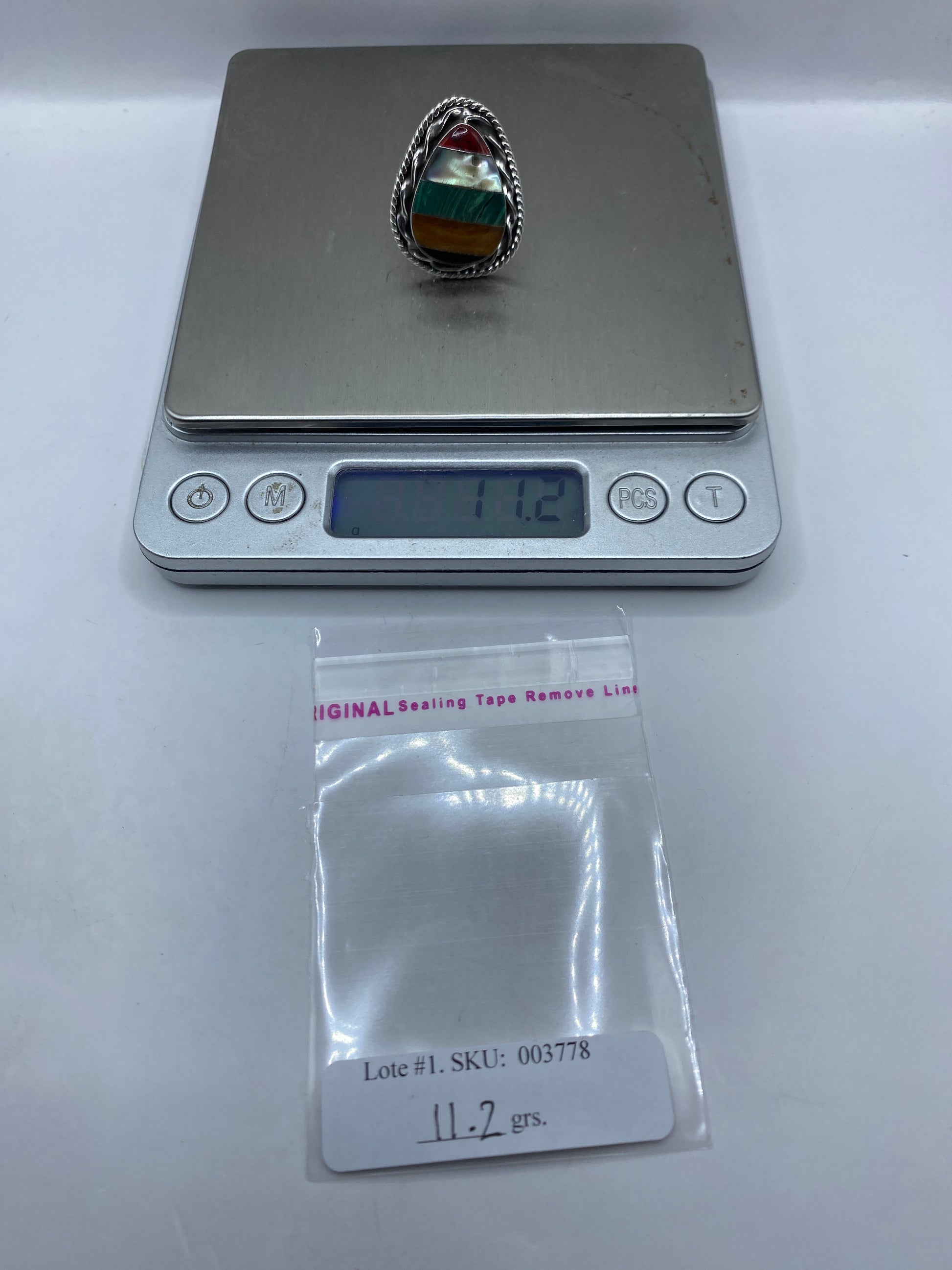 Anillo de Plata Ajustable con Malaquita Verde — Étnico Taxco — foto 6