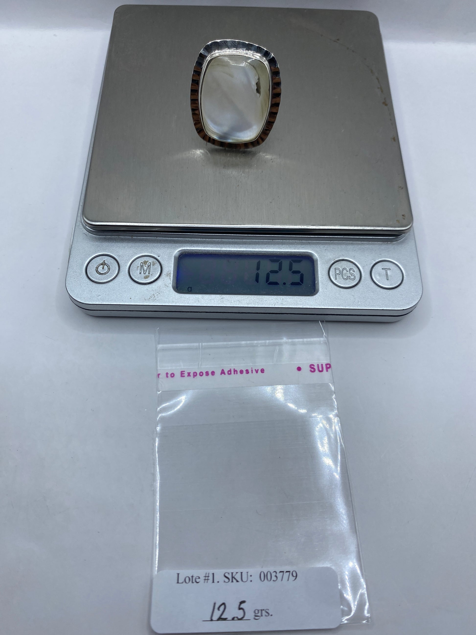 Anillo de Plata Perla Blanca Ajustable — Solitario Clásico — foto 6