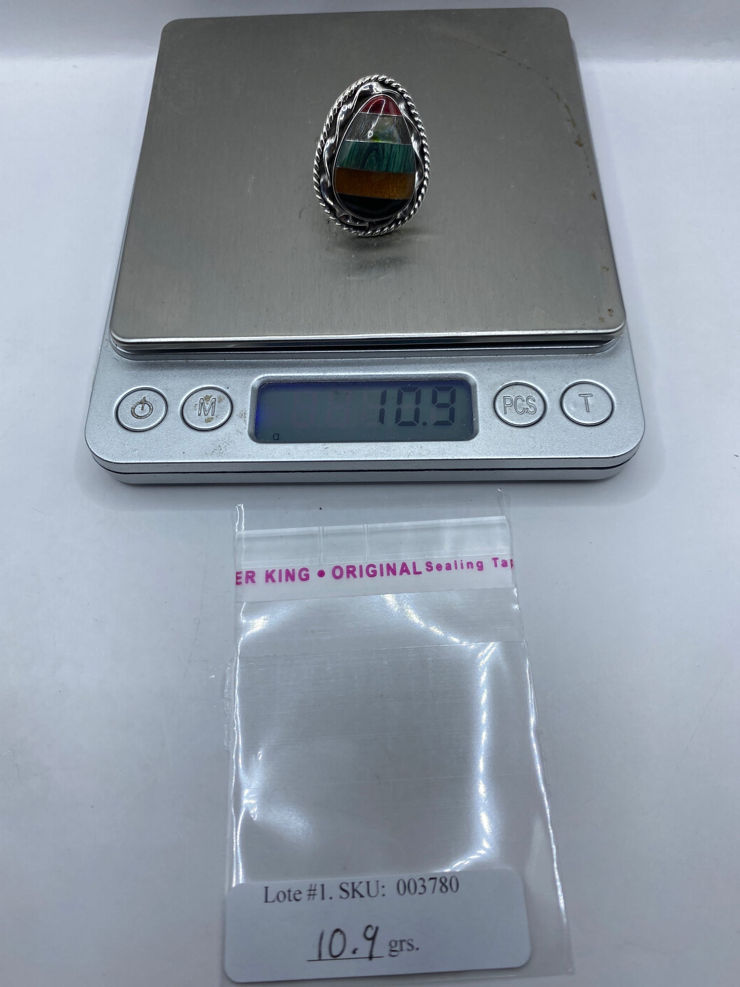 Anillo de Plata Malaquita Verde Ajustable — Diseño Étnico — foto 6