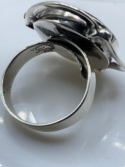 Anillo de Plata Coral Rojo Ajustable — Solitario Artesanal — foto 5