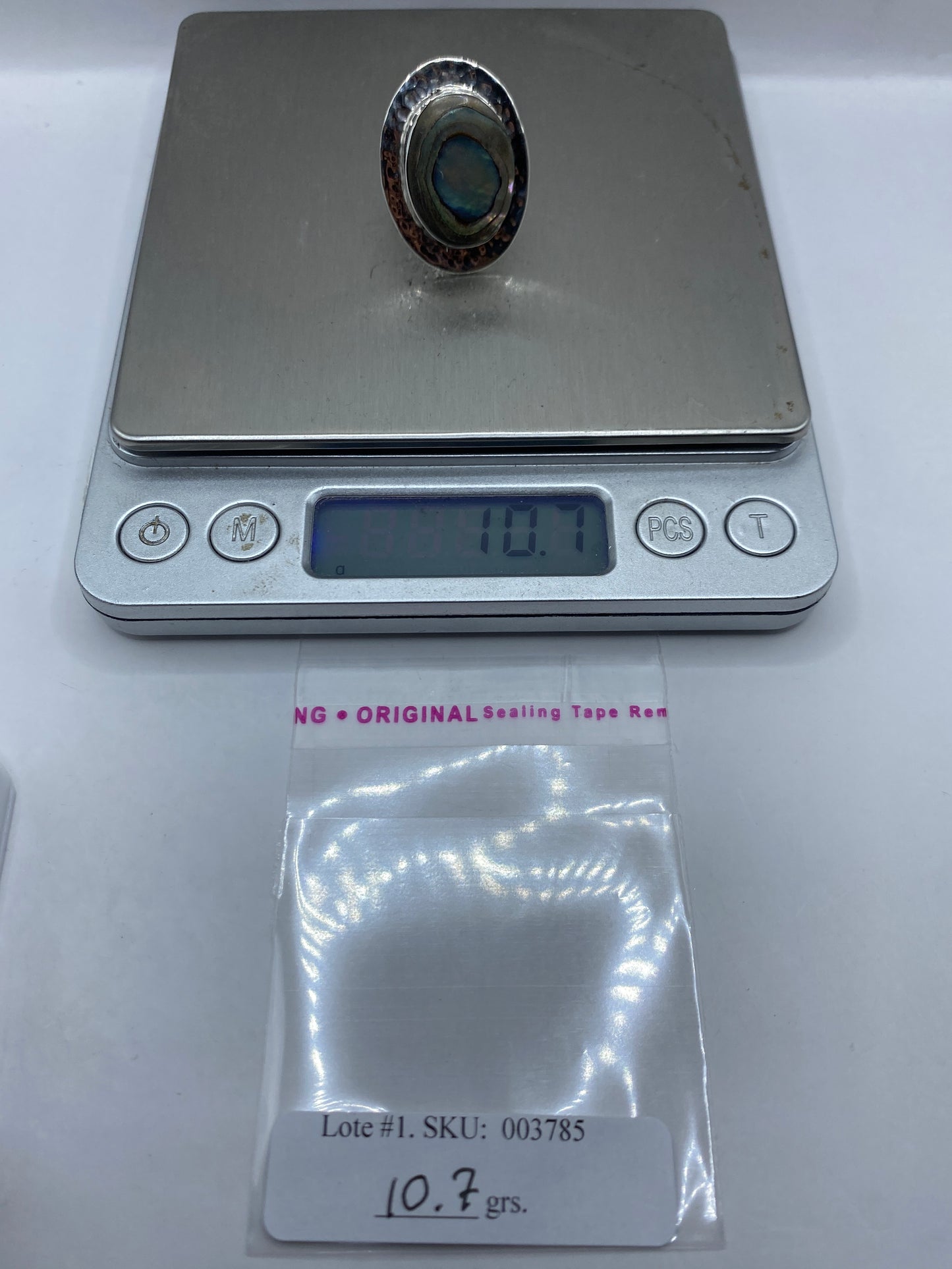 Anillo Ajustable Plata Piedra Iridiscente — Étnico Artesanal — foto 6