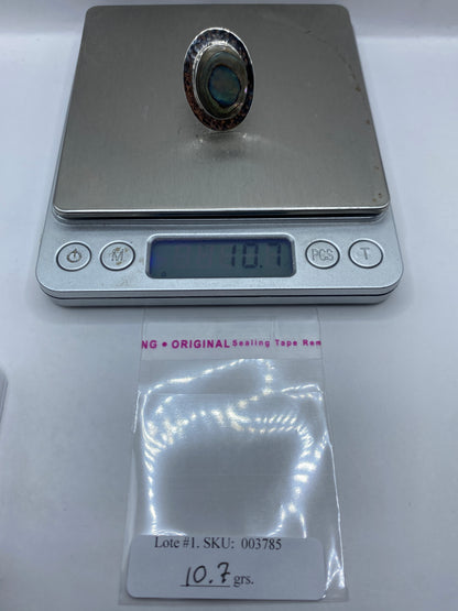 Anillo Ajustable Plata Piedra Iridiscente — Étnico Artesanal — foto 6