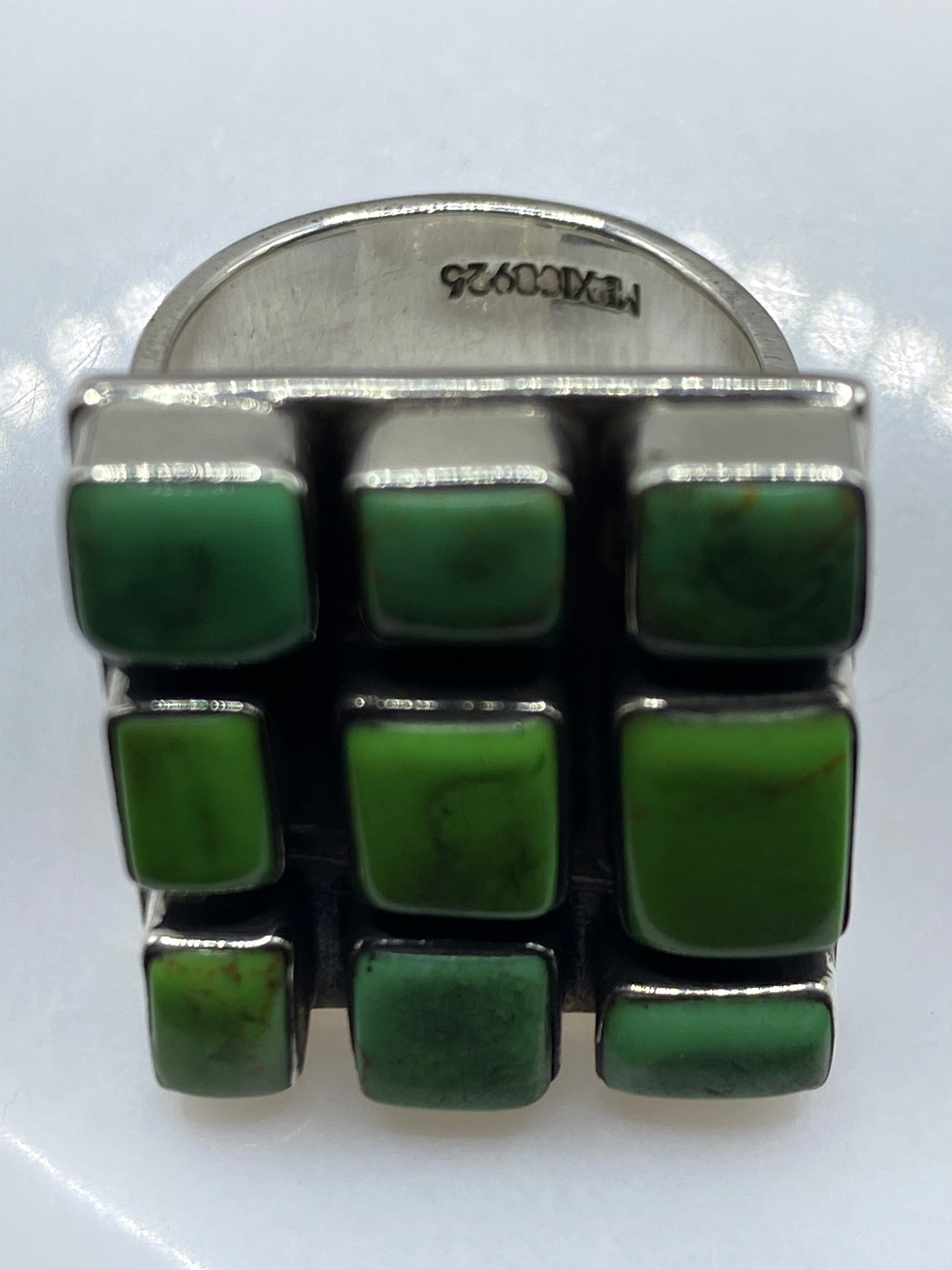 Anillo de Plata Ajustable con Piedra Verde — Diseño Modular — foto 5