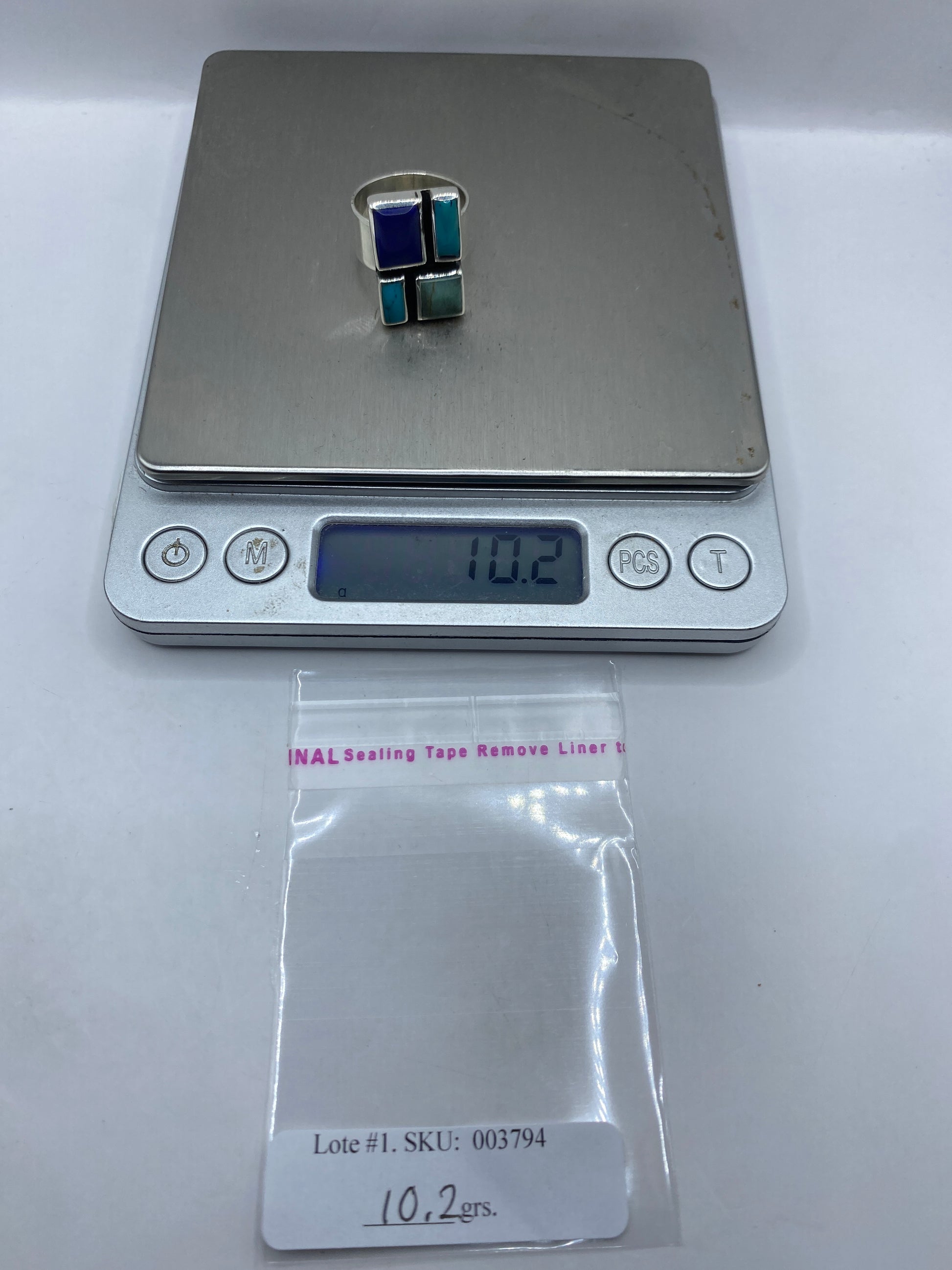 Anillo de Plata Turquesa Azul Cielo — Geométrico Moderno — foto 6