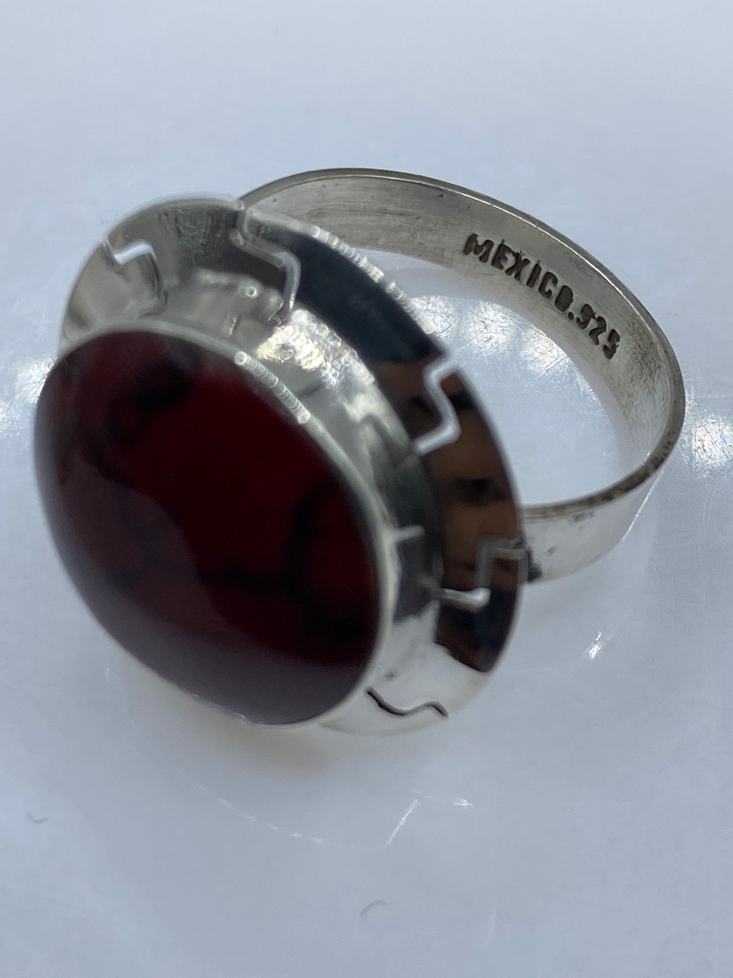 Anillo de Plata Coral Rojo Ajustable — Geométrico Étnico — foto 5
