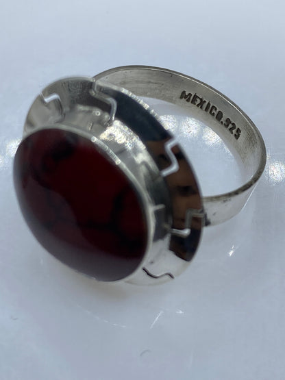 Anillo de Plata Coral Rojo Ajustable — Geométrico Étnico — foto 5