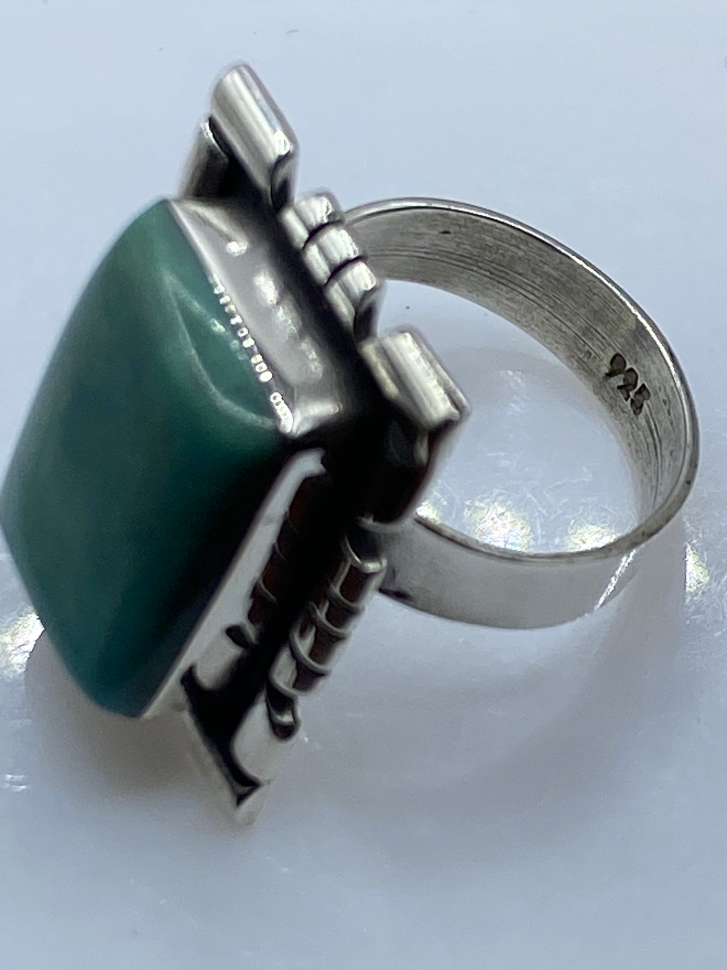 Anillo Ajustable Turquesa Azul Cielo — Marco Arquitectónico Plata .925 — foto 5