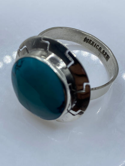Anillo Turquesa Azul Cielo Ajustable — Plata .925 Taxco — foto 5