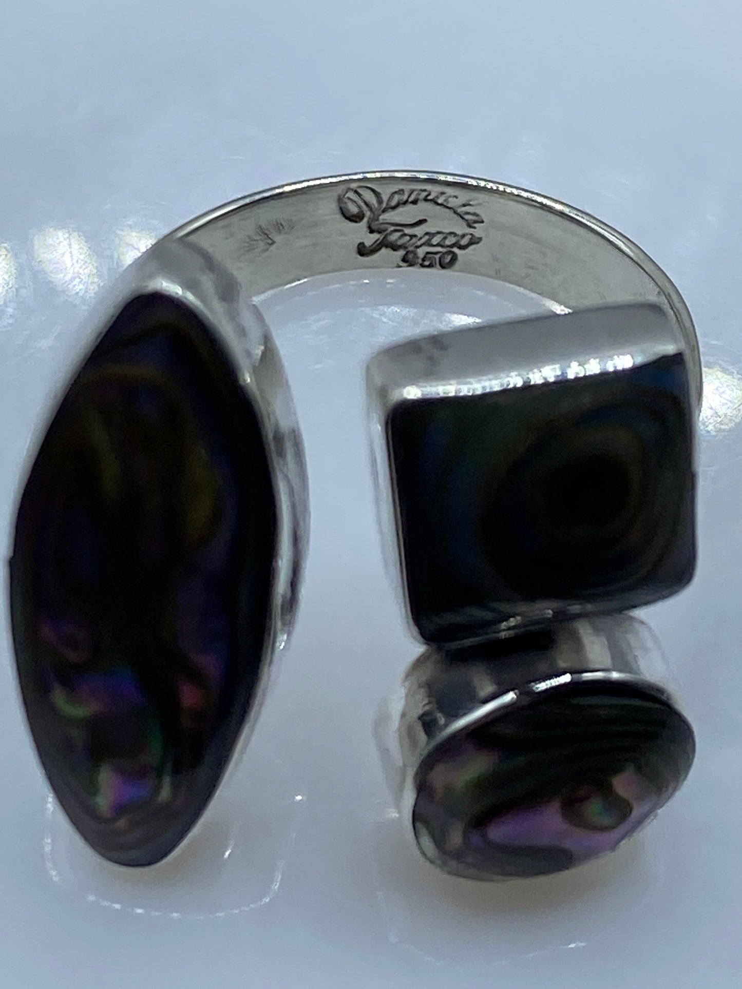 Anillo Ajustable Plata Piedra Natural Multicolor — Diseño Moderno — foto 5
