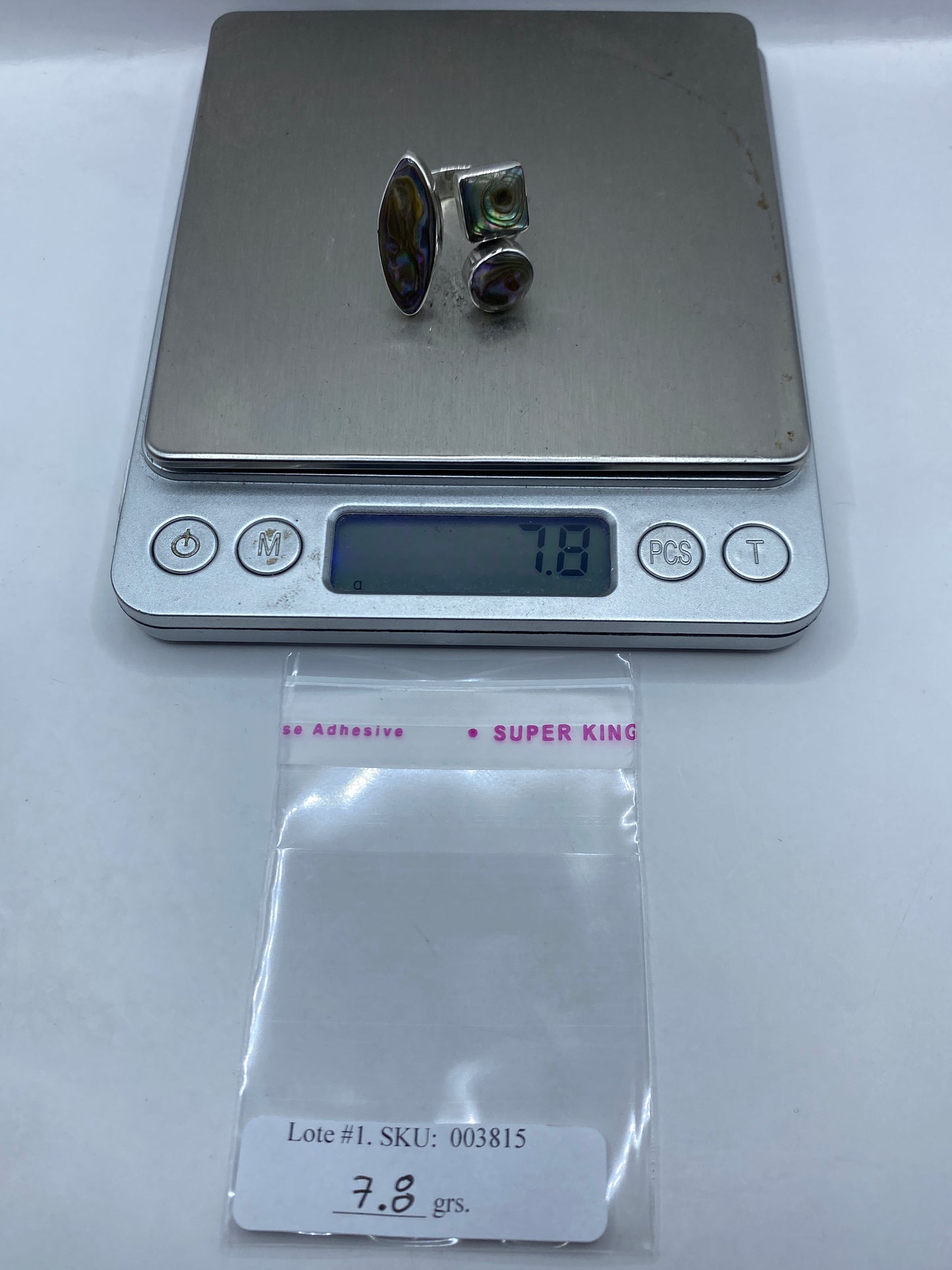 Anillo Ajustable Plata Piedra Natural Multicolor — Diseño Moderno — foto 6