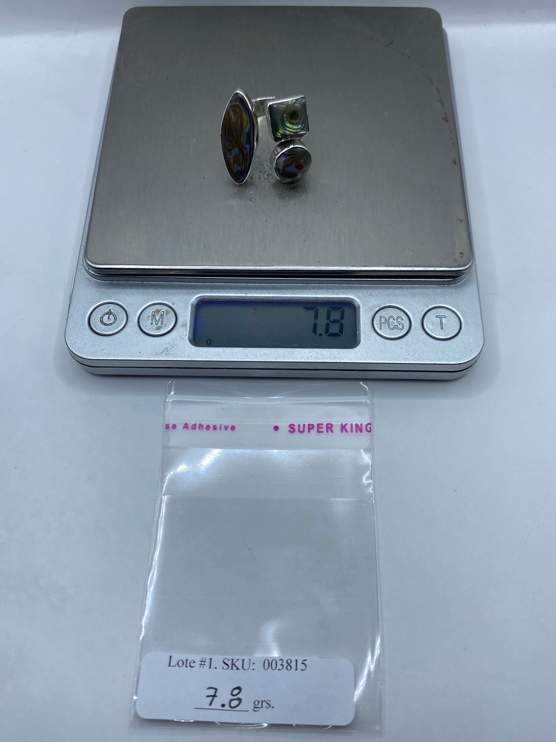 Anillo Ajustable Plata Piedra Natural Multicolor — Diseño Moderno — foto 6