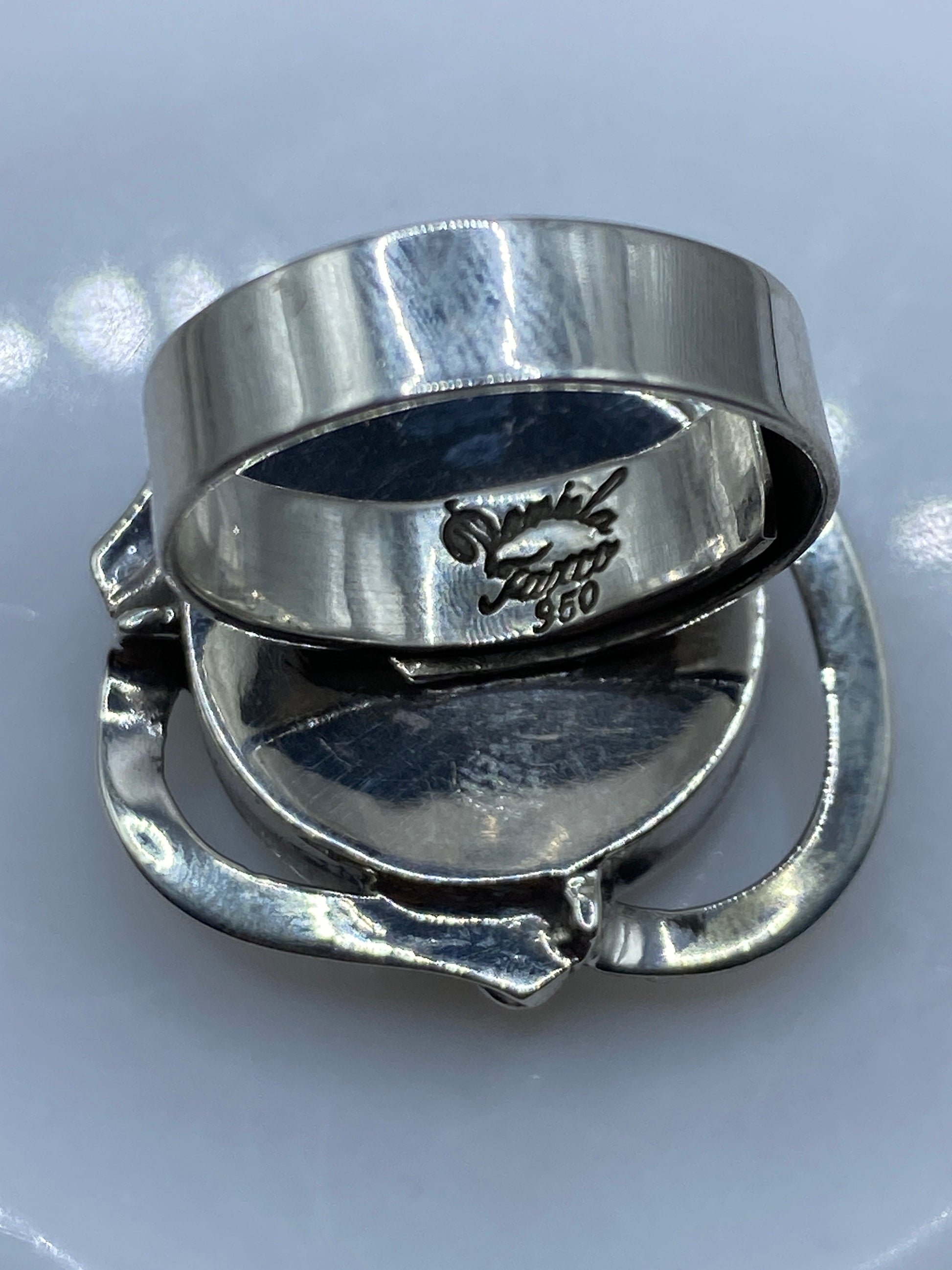 Anillo Plata .950 Turquesa Azul Cielo Ajustable — Étnico — foto 5
