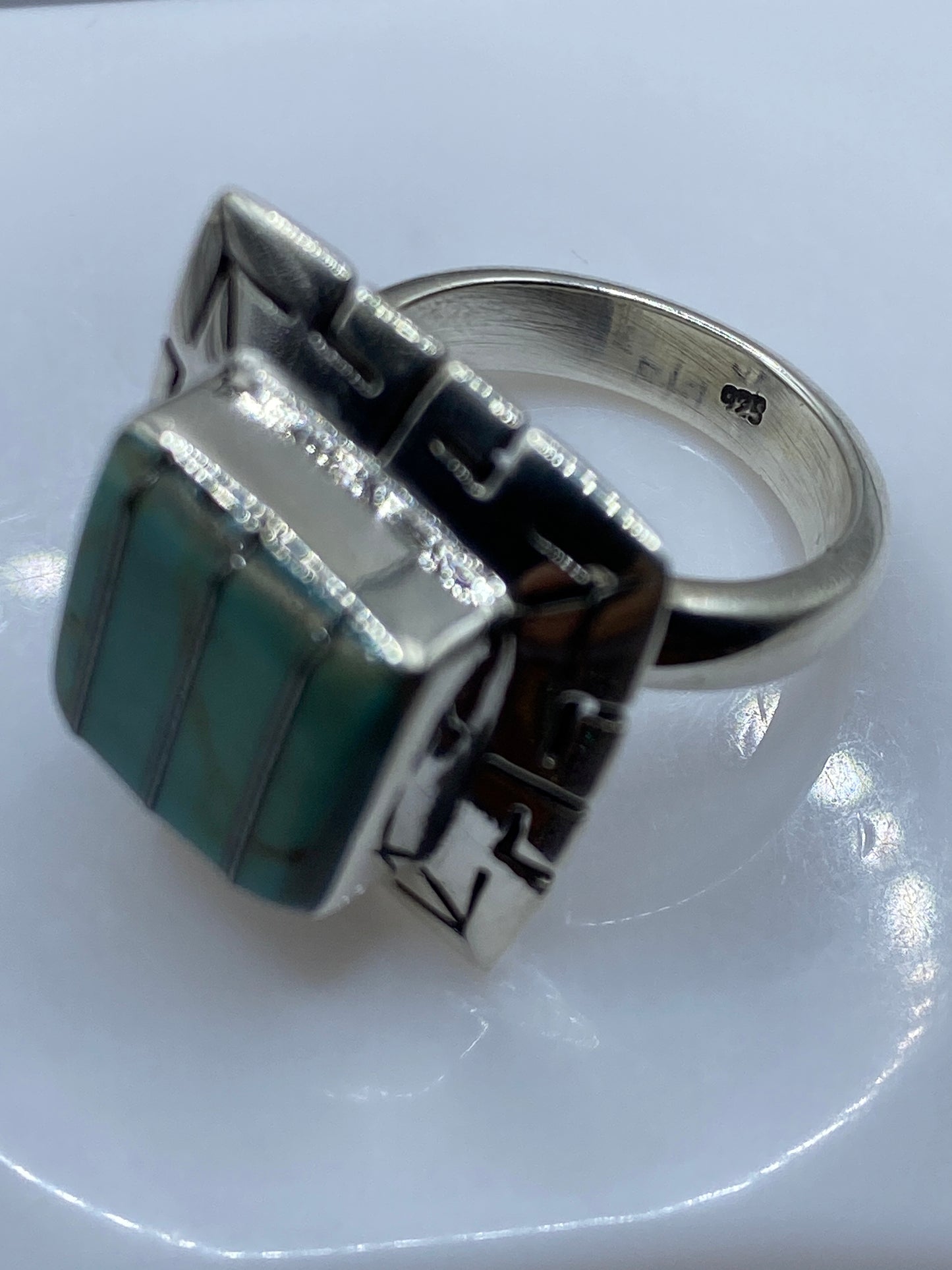 Anillo Ajustable Turquesa Azul Cielo — Étnico Geométrico — foto 5