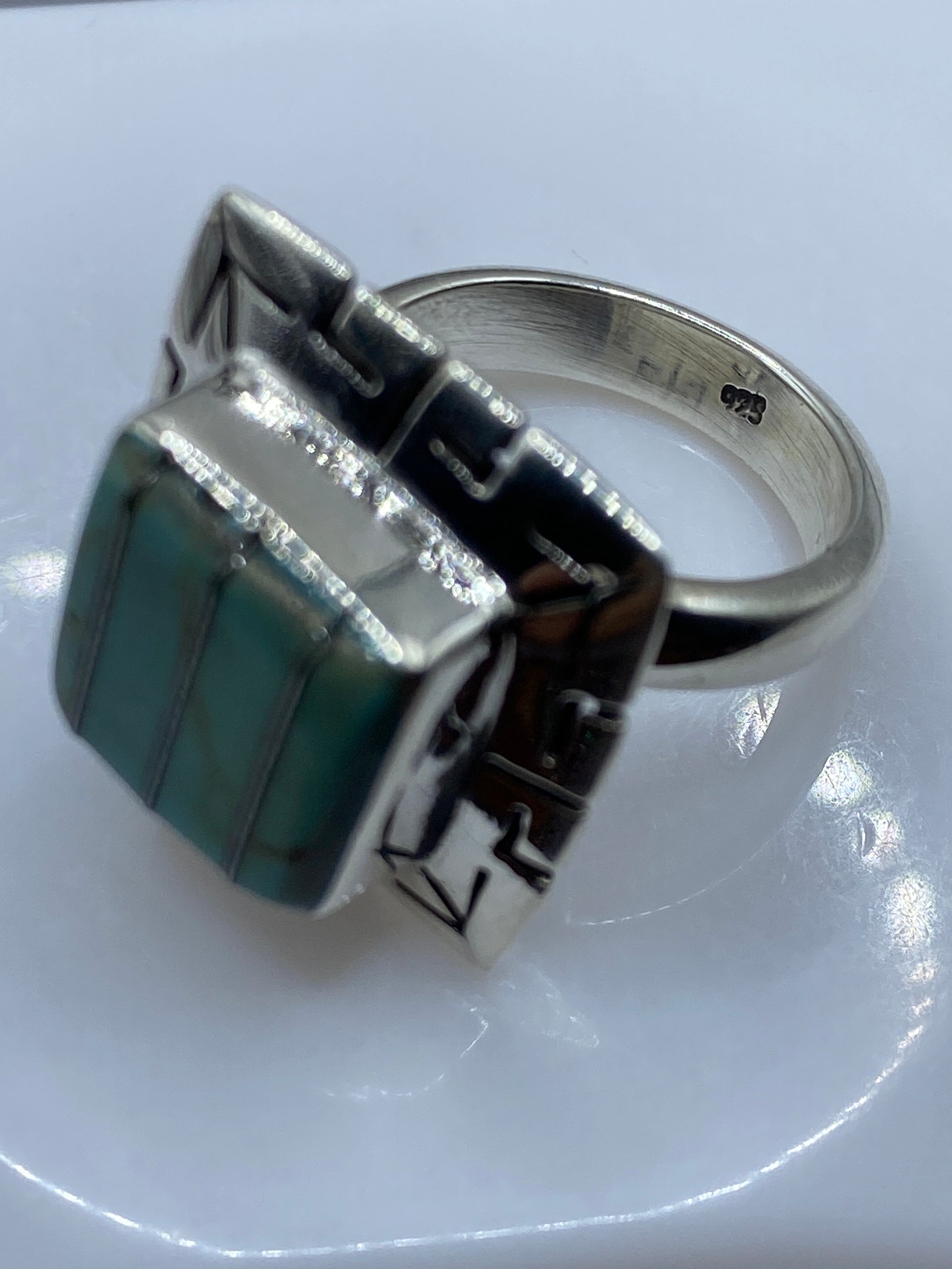 Anillo Ajustable Turquesa Azul Cielo — Étnico Geométrico — foto 5