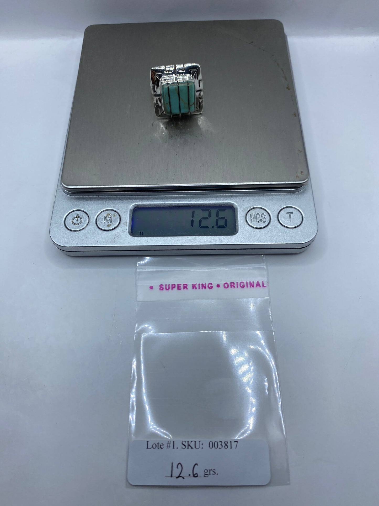 Anillo Ajustable Turquesa Azul Cielo — Étnico Geométrico — foto 6