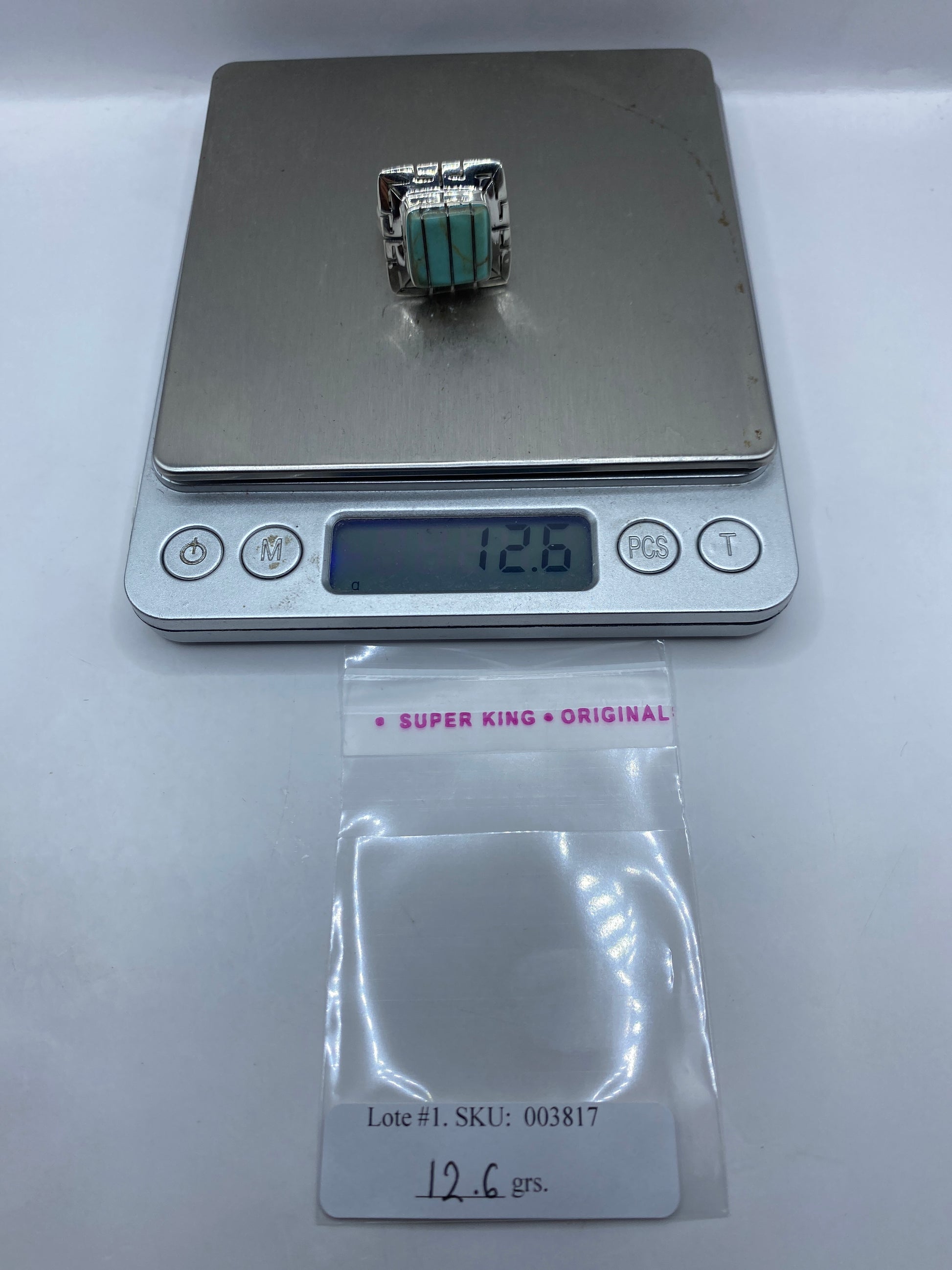 Anillo Ajustable Turquesa Azul Cielo — Étnico Geométrico — foto 6