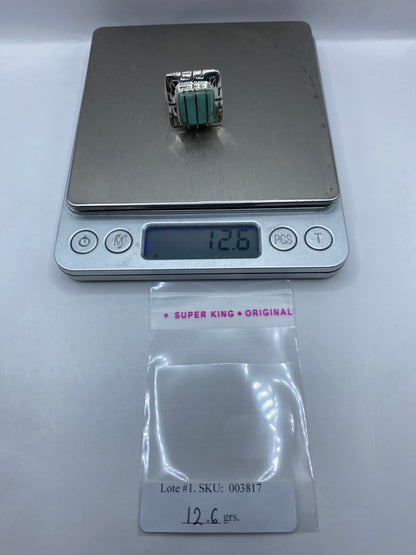 Anillo Ajustable Turquesa Azul Cielo — Étnico Geométrico — foto 6