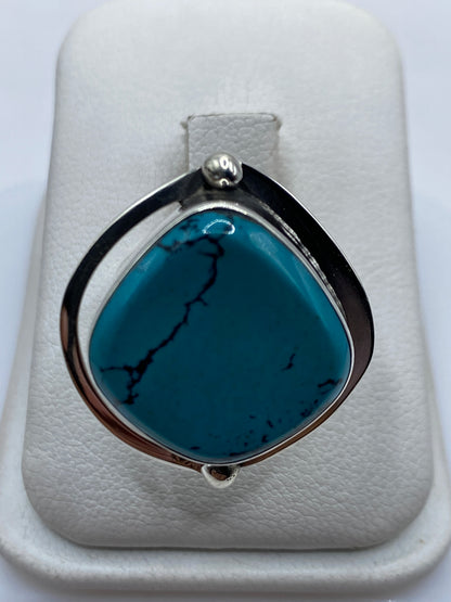 Anillo ajustable de plata turquesa azul cielo en estuche blanco