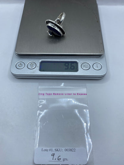 Anillo de Plata con Flor y Lapislázuli Azul — Ajustable Taxco — foto 6