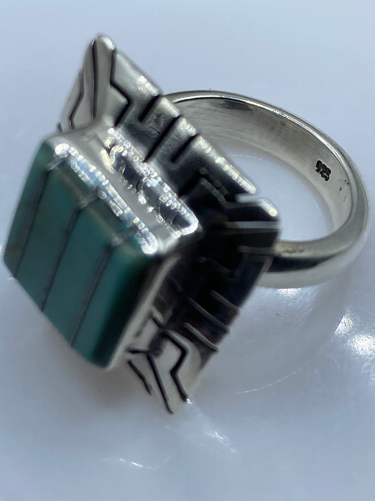 Anillo Turquesa Ajustable Geométrico Taxco — Plata .925 — foto 5