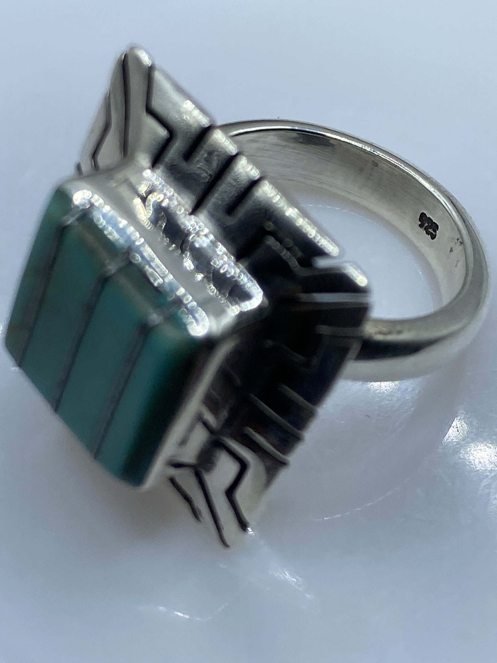 Anillo Turquesa Ajustable Geométrico Taxco — Plata .925 — foto 5