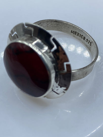 Anillo de Plata con Coral Rojo Ajustable — Solitario Artesanal — foto 5