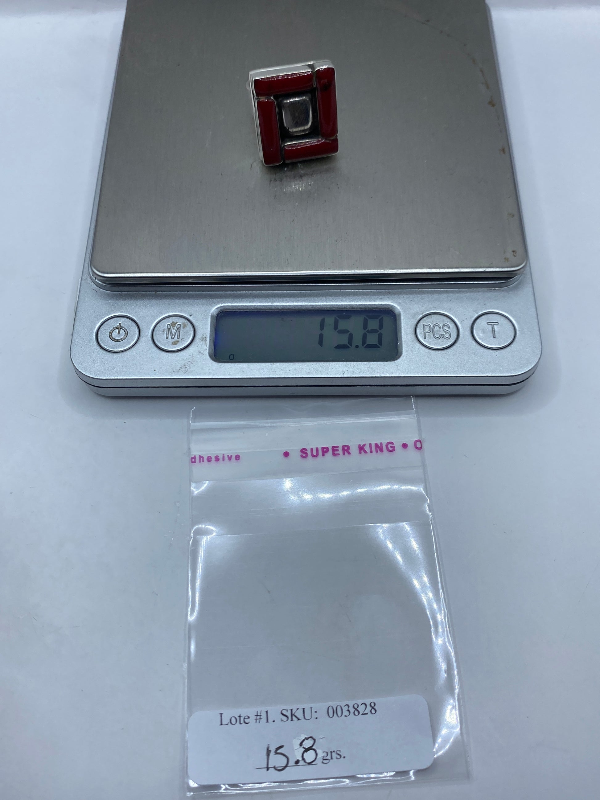 Anillo de Plata Coral Rojo Geométrico — Diseño Moderno — foto 6