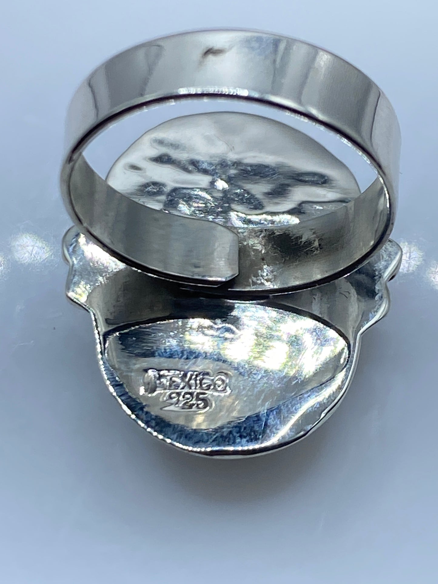Anillo de Plata Turquesa Azul Cielo — Ajustable Étnico — foto 5