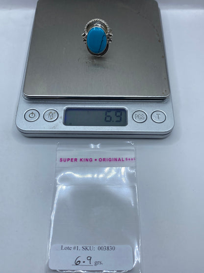 Anillo de Plata Turquesa Azul Cielo — Ajustable Étnico — foto 6
