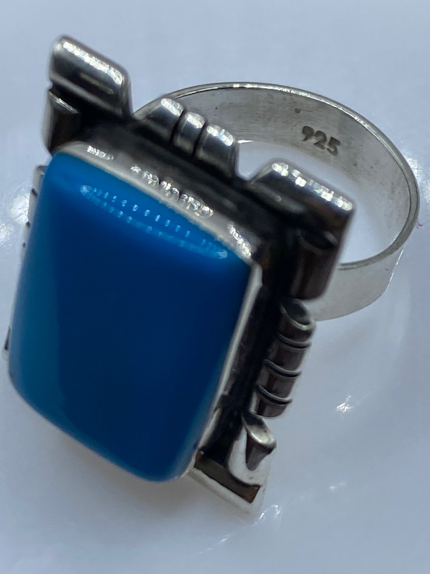 Anillo Plata Solitario Piedra Azul — Taxco Arquitectónico — foto 5