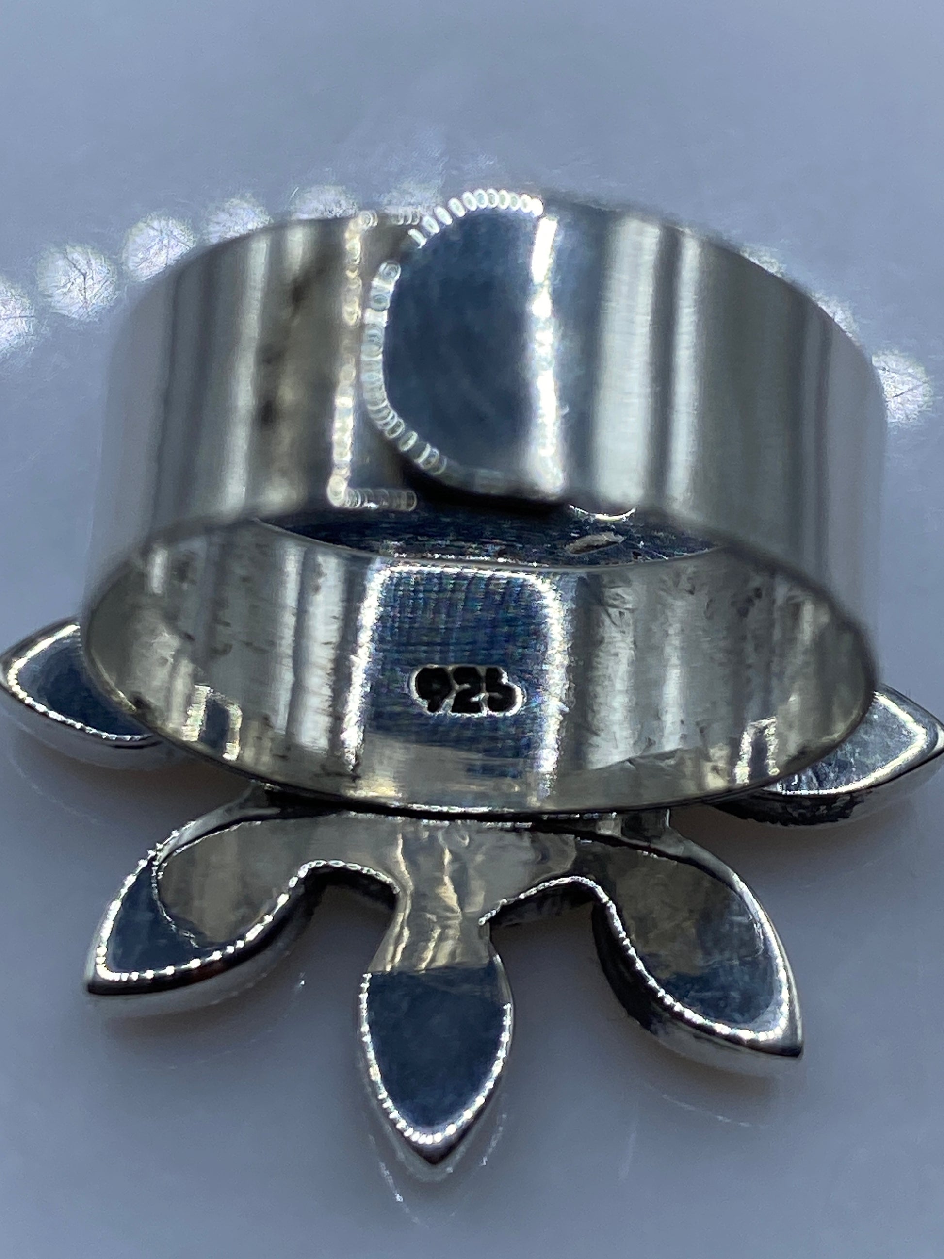 Anillo Floral de Plata .925 con Piedras Multicolor — Ajustable — foto 5